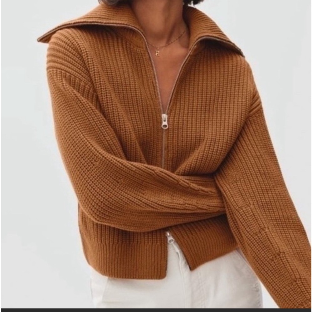 Everlane Set|Chunky Zip Cardigan & Pima Micro-rib Tee|Small
